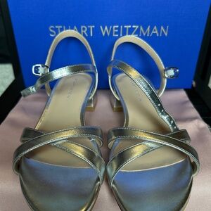 Stuart Weitzman Dani 35 mm block heel size 8 silver